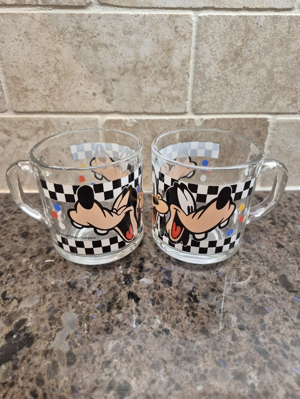 Vintage Disney Laughing Goofy Glass Mug Anchor Hocking